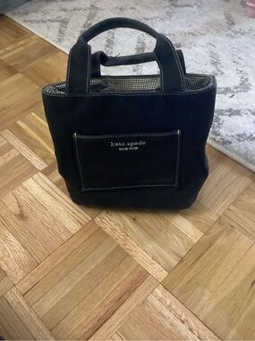 VINTAGE Kate Spade NY - 90’s - Black Canvas Tote Bag - Structured Arm Purse